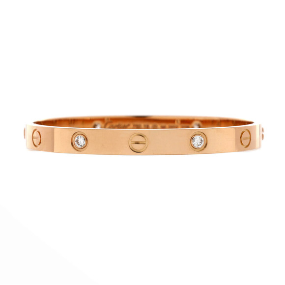 Cartier Love 4 Diamond Bracelet 18K Rose Gold with Diamonds - Picture 1 of 3
